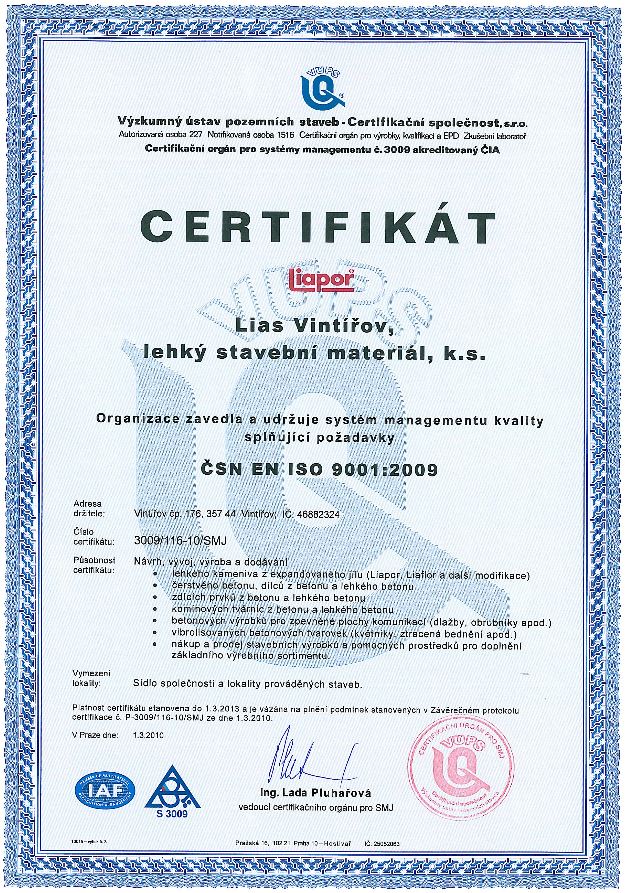 Certifikát Liapor2