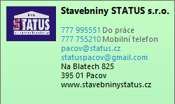 vizitka Stavebniny Status e-mail